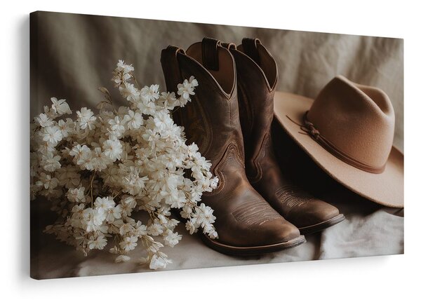 Quadro su tela – Stivali da cowboy con cappello