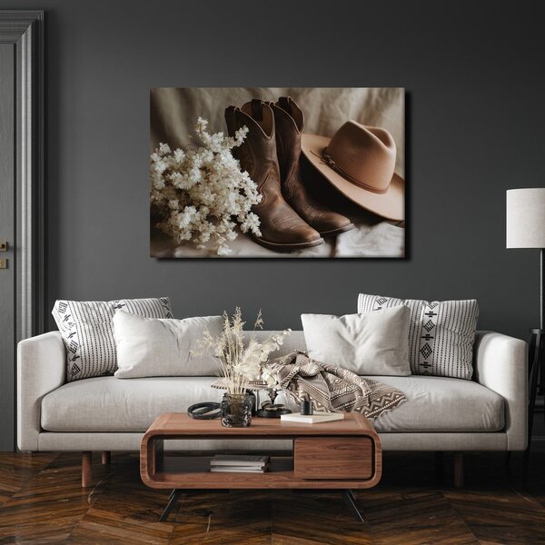 Quadro su tela – Stivali da cowboy con cappello