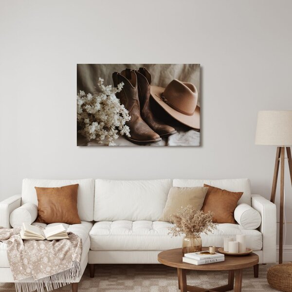 Quadro su tela – Stivali da cowboy con cappello