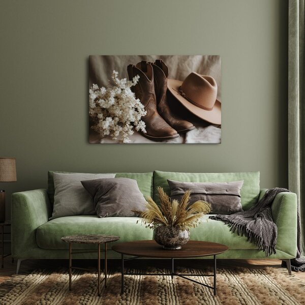 Quadro su tela – Stivali da cowboy con cappello