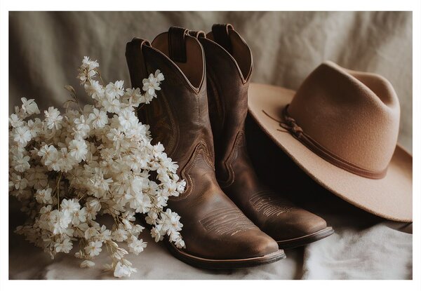 Quadro su tela – Stivali da cowboy con cappello