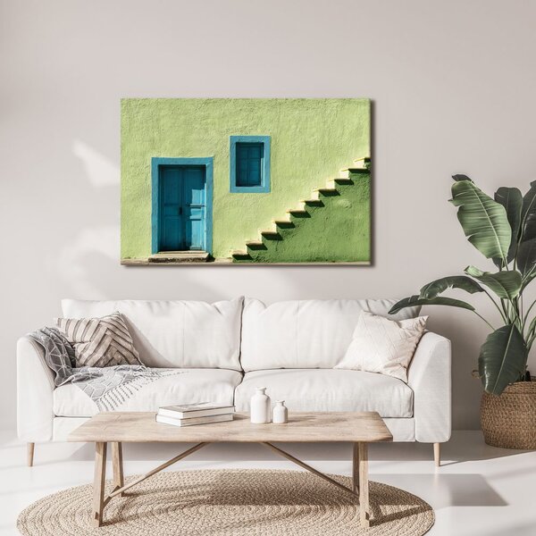 Quadro su tela – Porte blu e scale