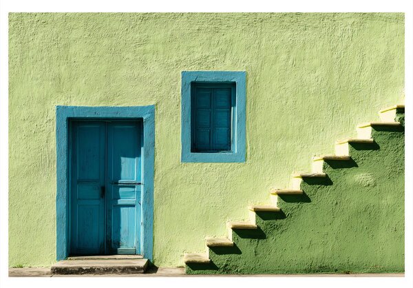 Quadro su tela – Porte blu e scale