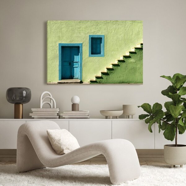 Quadro su tela – Porte blu e scale