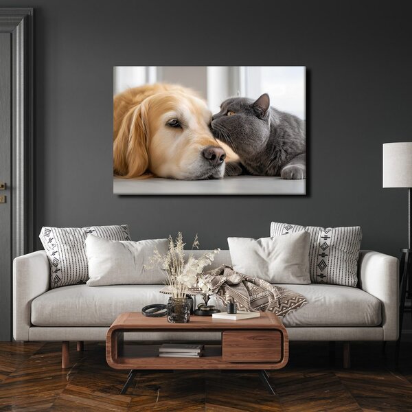 Quadro su tela – Amicizia tra cane e gatto