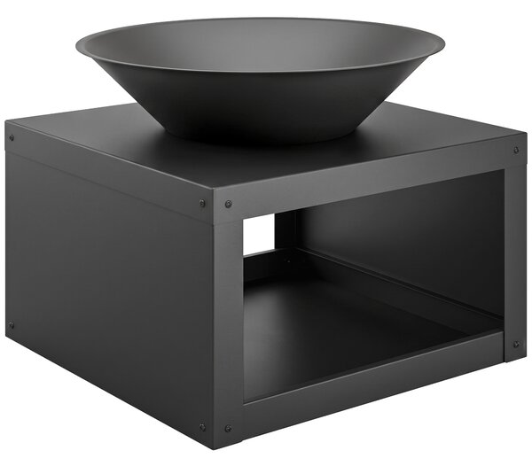 Outsunny Braciere rotondo Ø59 cm con ripiano portalegna e attizzatoio, nero | Aosom Italy