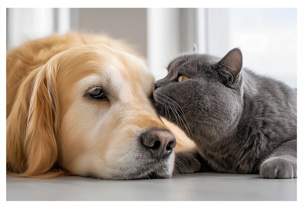 Quadro su tela – Amicizia tra cane e gatto
