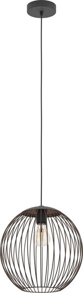 EGLO Lampada a sospensione Almanzora, lampada a sospensione a 1 luce, ideale per tavoli da pranzo, realizzata in metallo nero e rame, lampada per sala da pranzo, attacco E27, diametro 32 cm