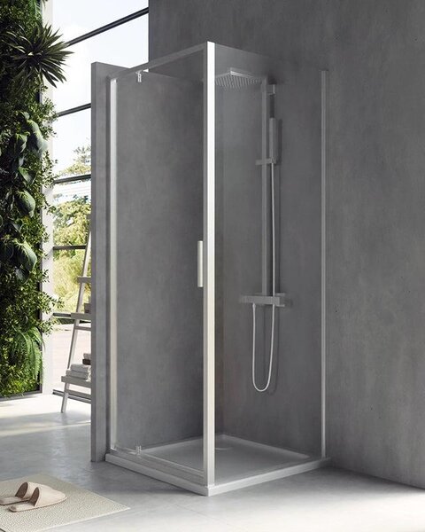 Box doccia 80x80 Rio a pivot vetro 6 mm trasparente H 195 cromo