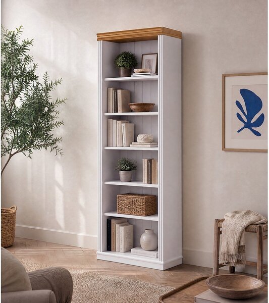 Libreria bianca in pino massiccio 74x223x37 cm Anita – Støraa