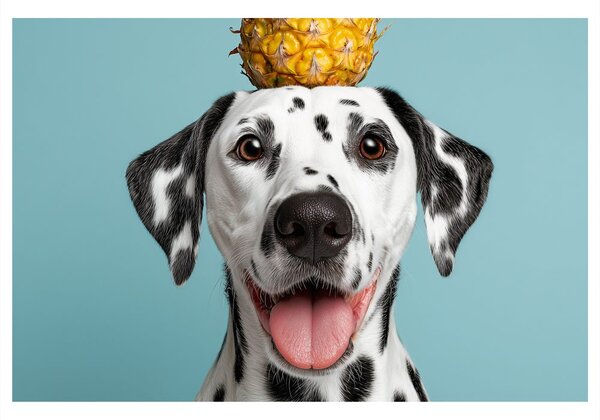 Quadro su tela – Dalmata con ananas in testa