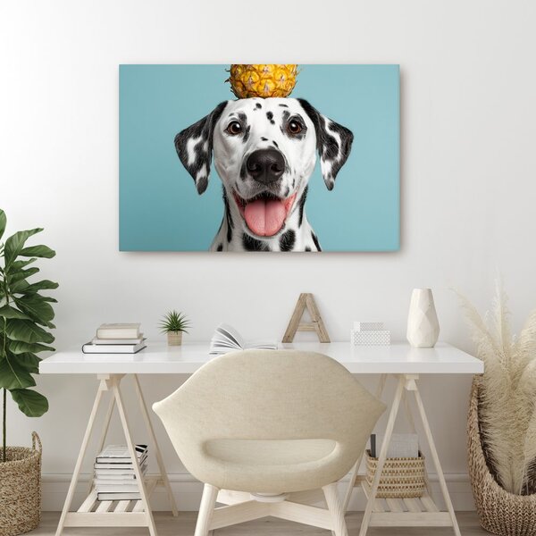 Quadro su tela – Dalmata con ananas in testa