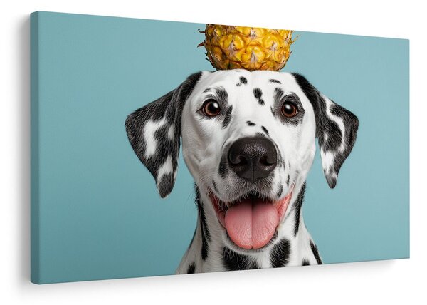 Quadro su tela – Dalmata con ananas in testa