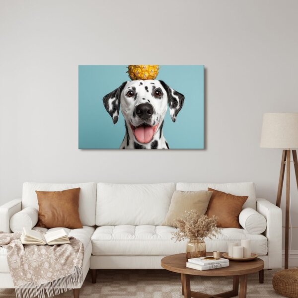 Quadro su tela – Dalmata con ananas in testa