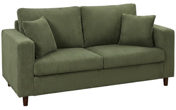 HOMCOM Divano 2 Posti in Velluto a Coste, Seduta Ampia e Profonda, Braccioli Larghi, per Soggiorno, 170x80x82cm, Verde | Aosom Italy