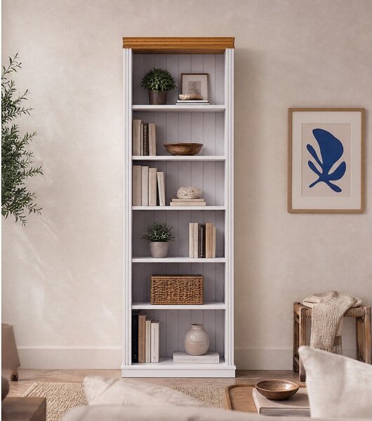 Libreria bianca in pino massiccio 74x223x37 cm Anita – Støraa
