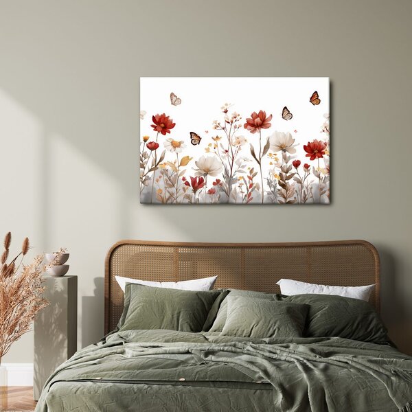 Quadro su tela – Armonia floreale con farfalle
