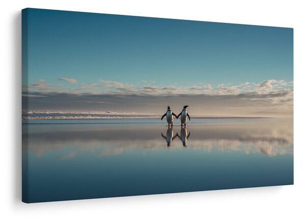 Quadro su tela – Pinguini su costa tranquilla