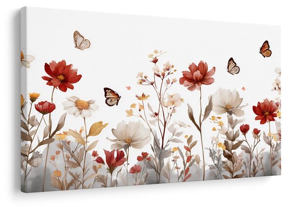 Quadro su tela – Armonia floreale con farfalle
