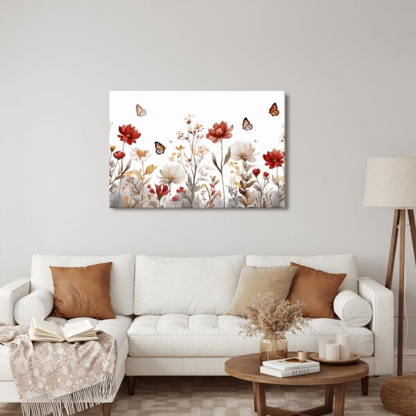 Quadro su tela – Armonia floreale con farfalle