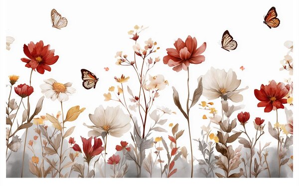 Quadro su tela – Armonia floreale con farfalle