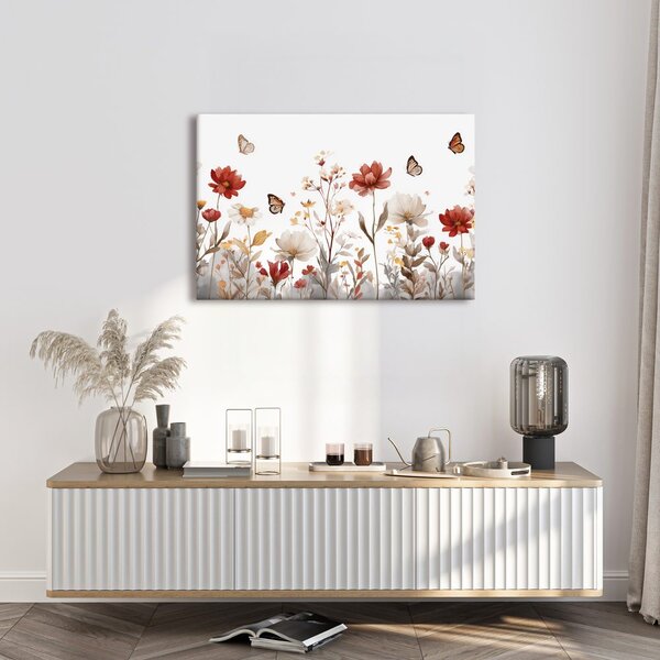 Quadro su tela – Armonia floreale con farfalle