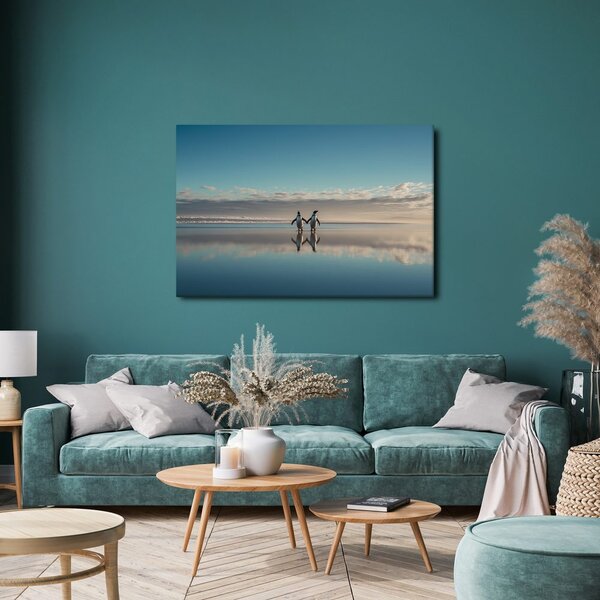 Quadro su tela – Pinguini su costa tranquilla