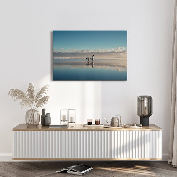 Quadro su tela – Pinguini su costa tranquilla