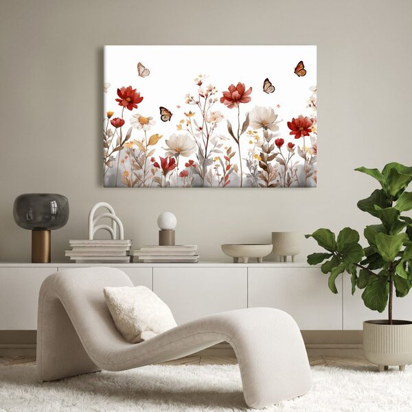 Quadro su tela – Armonia floreale con farfalle