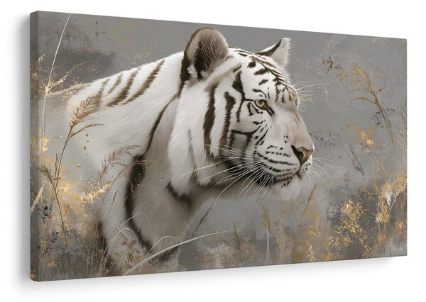 Quadro su tela – Tigre bianca nell'erba