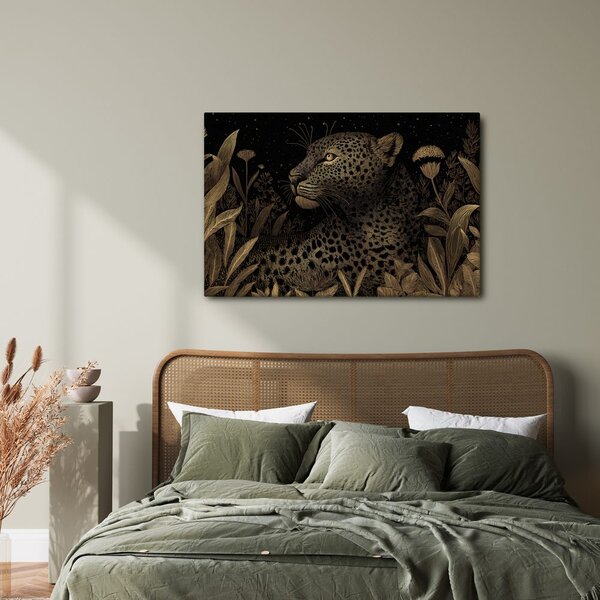 Quadro su tela – Leopardo nella giungla notturna