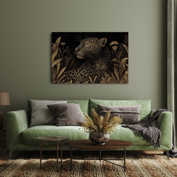 Quadro su tela – Leopardo nella giungla notturna