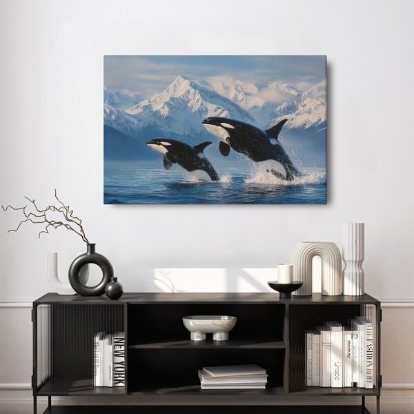 Quadro su tela – Orche saltanti tra le montagne