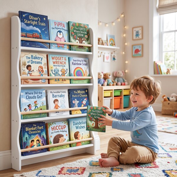 AIYAPLAY Libreria Montessori da parete per bambini con 4 ripiani, 60x10x98 cm, bianco | Aosom Italy