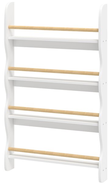 AIYAPLAY Libreria Montessori da parete per bambini con 4 ripiani, 60x10x98 cm, bianco | Aosom Italy