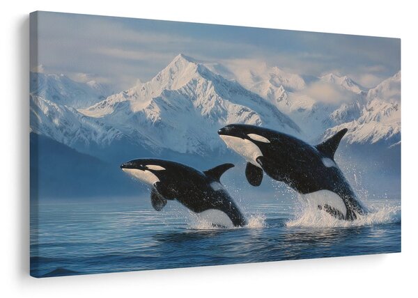 Quadro su tela – Orche saltanti tra le montagne