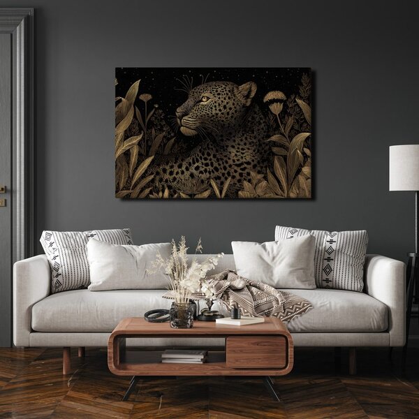 Quadro su tela – Leopardo nella giungla notturna
