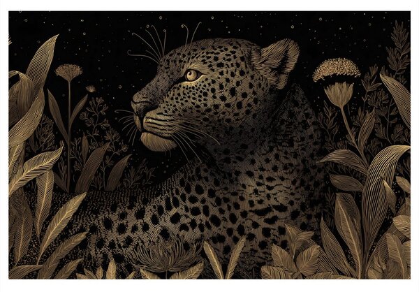 Quadro su tela – Leopardo nella giungla notturna