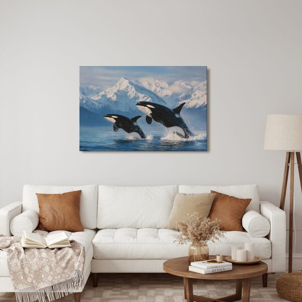 Quadro su tela – Orche saltanti tra le montagne