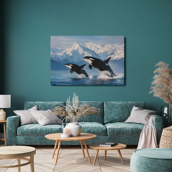 Quadro su tela – Orche saltanti tra le montagne