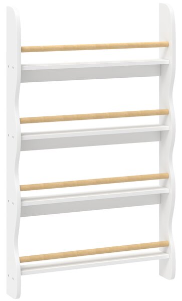 AIYAPLAY Libreria Montessori da parete per bambini con 4 ripiani, 60x10x98 cm, bianco | Aosom Italy