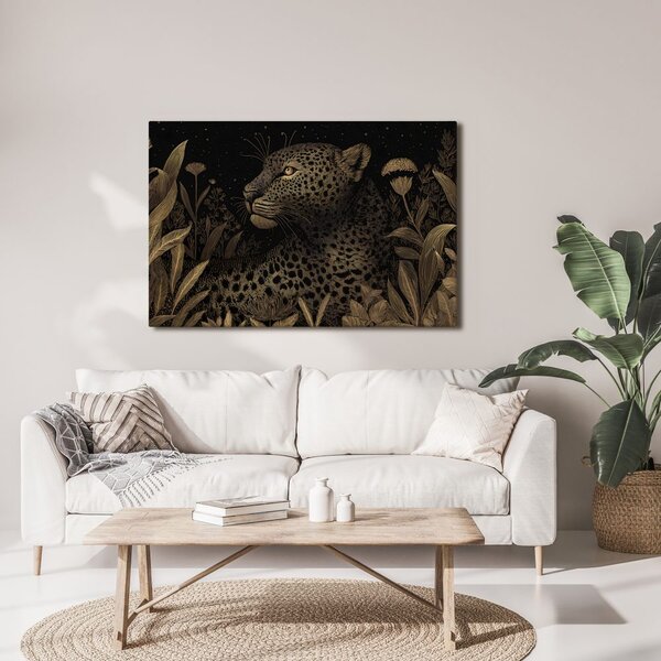 Quadro su tela – Leopardo nella giungla notturna