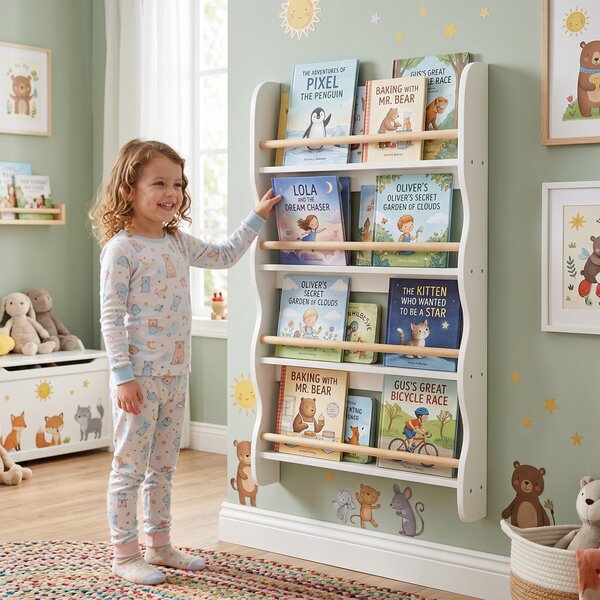 AIYAPLAY Libreria Montessori da parete per bambini con 4 ripiani, 60x10x98 cm, bianco | Aosom Italy