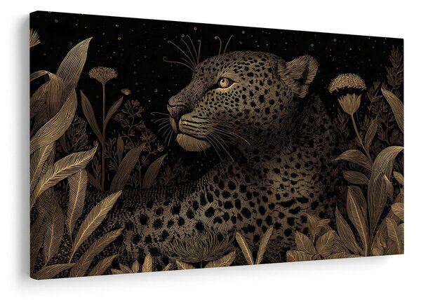 Quadro su tela – Leopardo nella giungla notturna