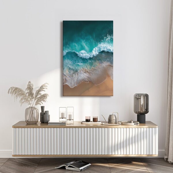 Quadro su tela – Onda turchese sulla spiaggia