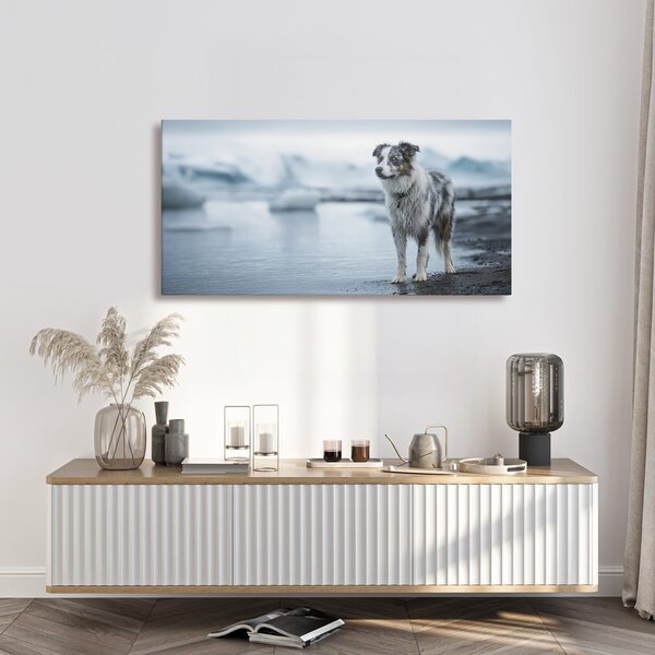 Quadro su tela – Paesaggio innevato con cane