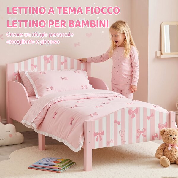 AIYAPLAY Letto Montessori per bambini 3-6 anni con sponde e forma a fiocco, rosa | Aosom Italy