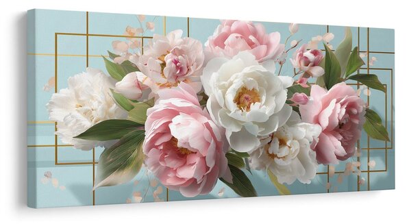 Quadro su tela – Delicate peonie rosa e bianche