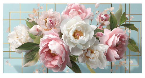 Quadro su tela – Delicate peonie rosa e bianche