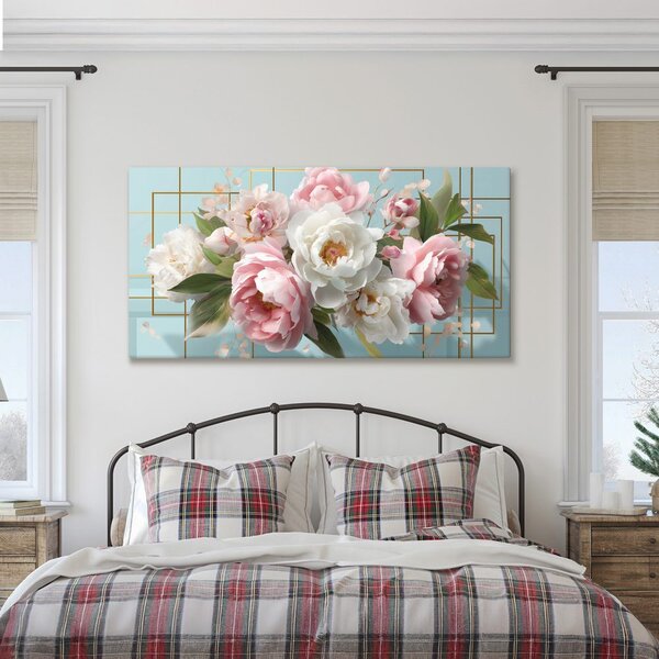 Quadro su tela – Delicate peonie rosa e bianche